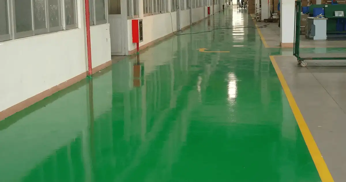 A factory floor professionally covered and marked with epoxy flooring in Hollywood, FL