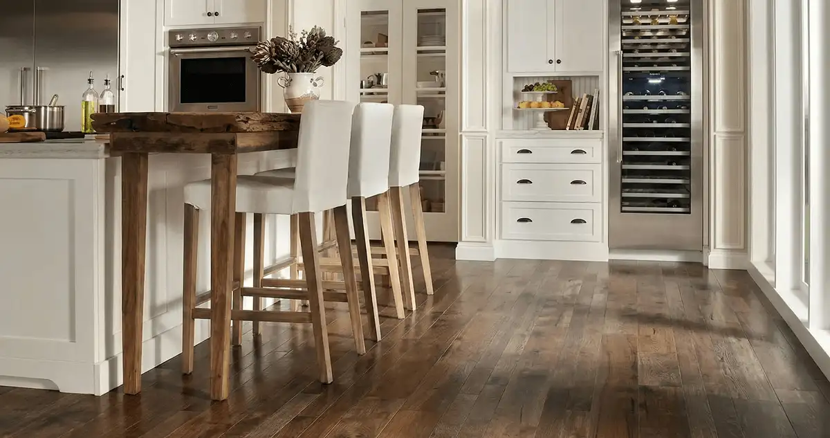 Professionally installed and refinished hardwood flooring in a residential home, showcasing smooth finish and natural wood tones in Hollywood, FL