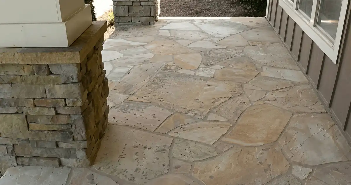 House entrance with professionally installed stone flooring in Hollywood FL